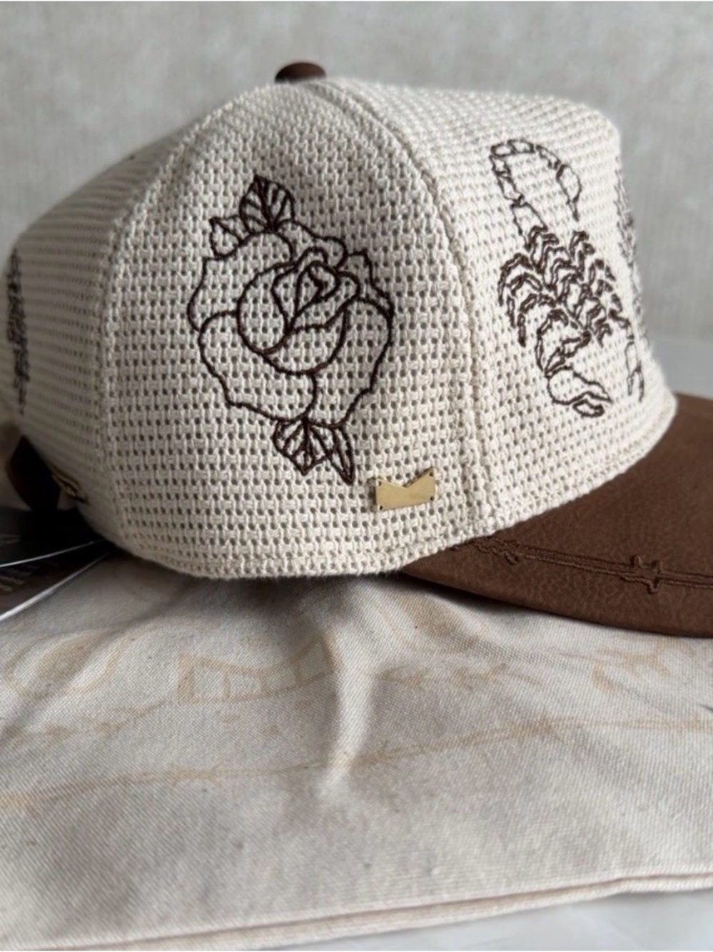 Melin Brand Tan & Brown Eye Embroidered Trucker Hat - Picture 3 of 6
